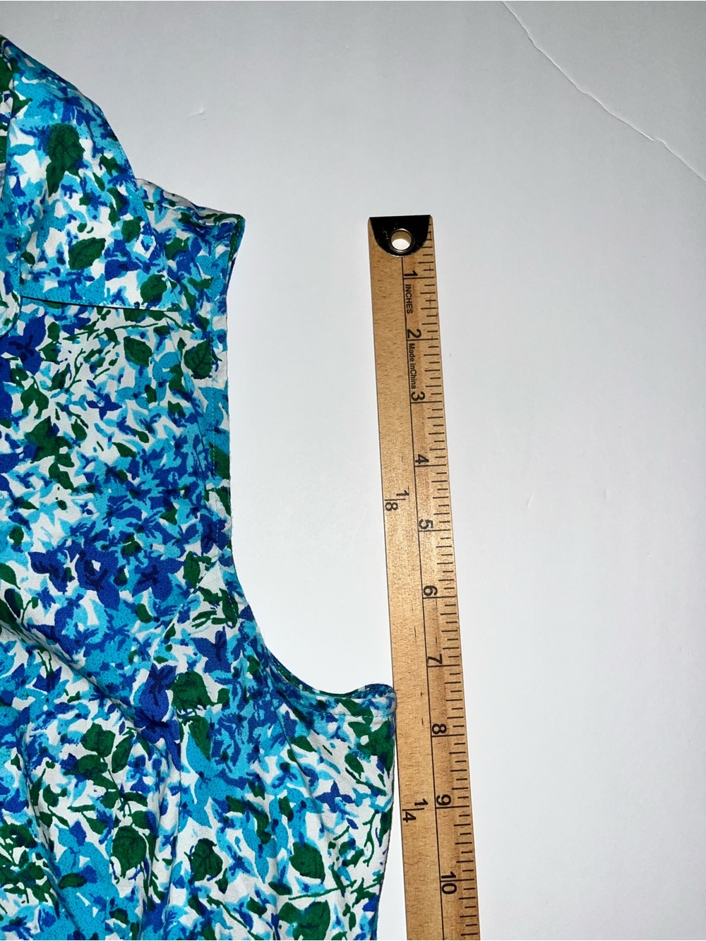 Talbots Sleeveless Faux Wrap Blouse Blue Green Floral Surplice Top Size 12 - Picture 7 of 11
